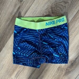 Nike Blue and Green Compression Shorts